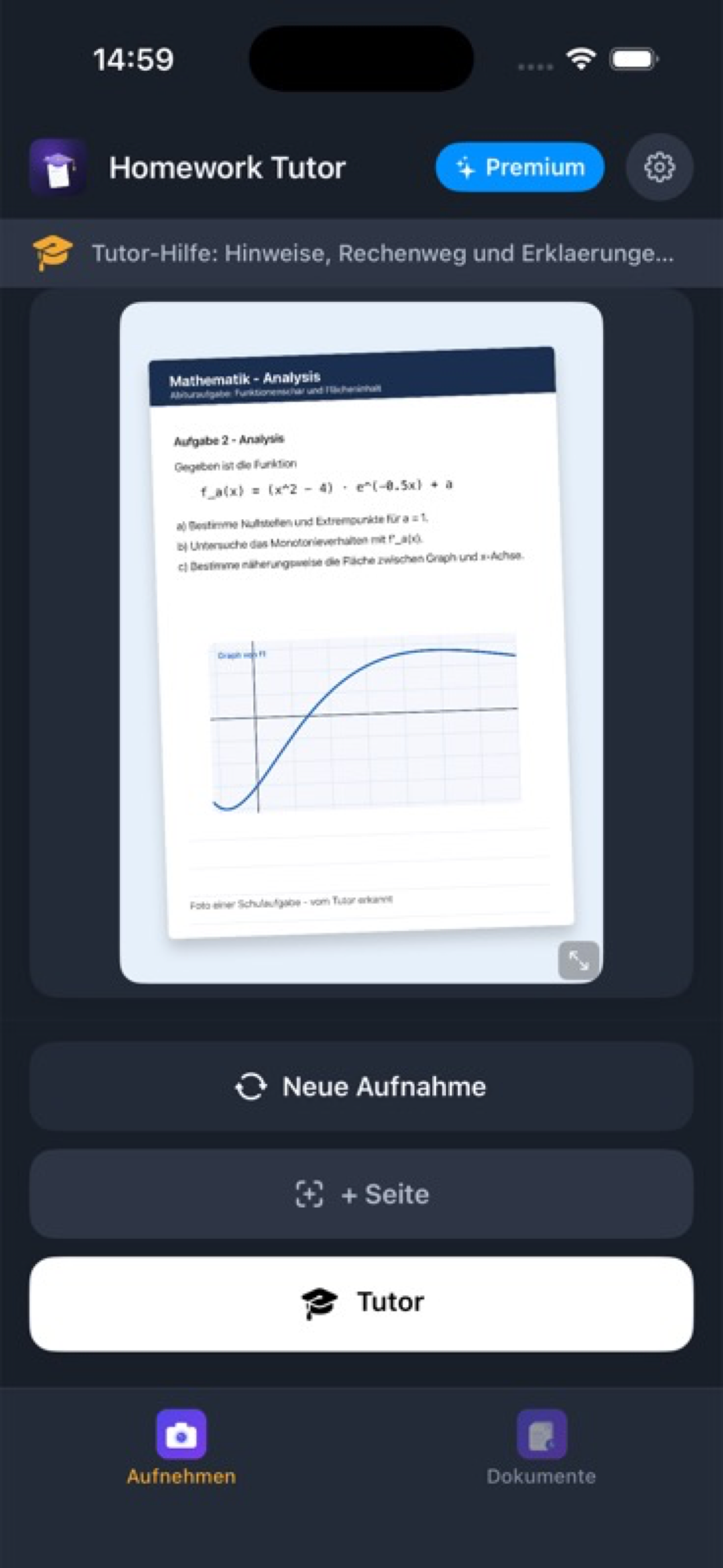 Aufgabe als Foto im Tutor importiert